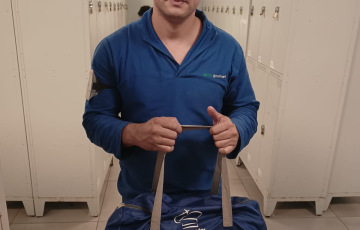 Sócio Adonias da Silva Soares da empresa Gate Gourmet recebeu seu kit natalidade